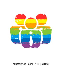 office people, team. Drawing sign with LGBT style, seven colors of rainbow (red, orange, yellow, green, blue, indigo, violet