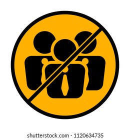 office people, team. not allowed, black object in warning sign with orange background color