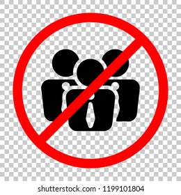 office people, team. Not allowed, black object in red warning sign with transparent background