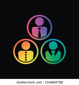 office people, team. Rainbow color and dark background
