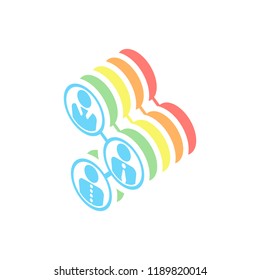 office people, team. Stack of colorful isometric icons on white background