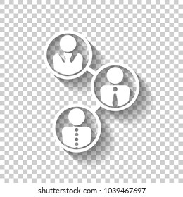 office people, team. White icon with shadow on transparent background