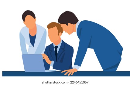 Office people teamwork concept. Communication and brainstorming. Colorful flat illustration.