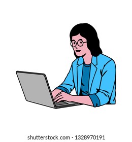 Office People Using Laptop