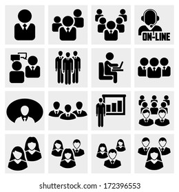 Iconos vectoriales de Office establecidos en gris