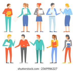 Trabajadores de oficina. Ilustración vectorial. El concepto de empleados de oficina hace hincapié en la importancia del profesionalismo en el lugar de trabajo Las sesiones de lluvia de ideas en el cargo fomentan ideas creativas e innovación