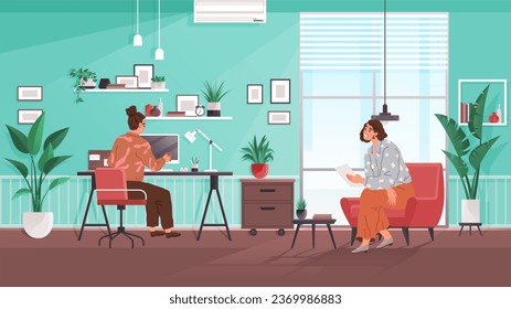 Trabajadores de oficina. Ilustración vectorial. Los trabajadores de oficina juegan un papel crucial en hacer que las empresas avancen con sus habilidades y conocimientos El éxito de las empresas es resultado de esfuerzos combinados de sus empleados