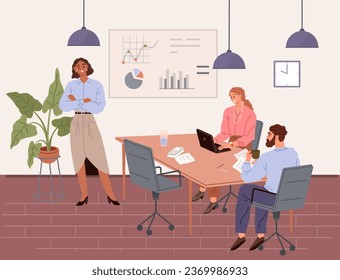 Office people worker. Vector illustration. Partnerships between companies create synergies and expand business opportunities Corporation employees contribute to companys success