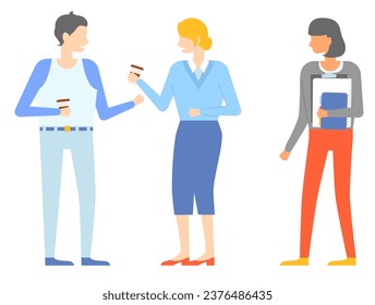 Office people worker. Vector illustration. Partnerships between companies strengthen their position in corporate world Corporation employees work together towards achieving organizational objectives