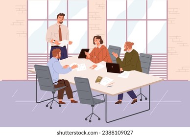 Office people worker. Vector illustration. People in office rely on collective efforts their coworkers to accomplish tasks Office workers play crucial role in driving business forward