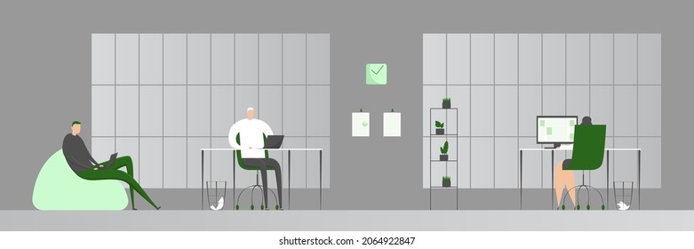 Office people working on computers. Vector illustration.