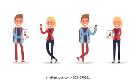 office people working and poses action character vector design