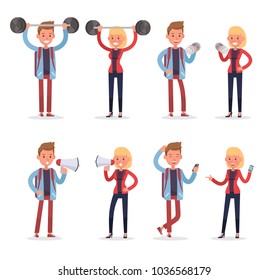 office people working and poses action character vector design