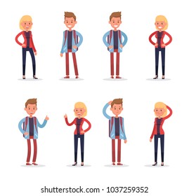 office people working and poses action character vector design