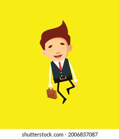 Ilustración de dibujos animados de vectores planos de Office Person Going Work 