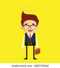 Office Person Going to Work Flat Vector Cartoon 019