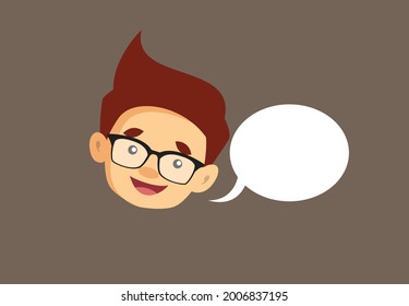 Cabeza de persona de oficina con imagen de dibujo vectorial plano de burbujas de voz 