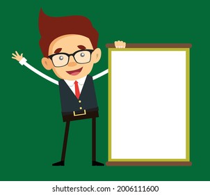 Persona de Office Presentando Ilustración de caricatura de vectores planos de pancartas 019