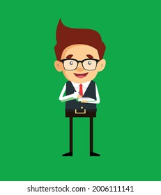 Office Person Writing Flat Vector Cartoon Illustration 019