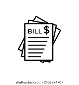 Office phone bill receipt vector icon. Office phone bill receipt vector symbol. Hospital medical bill paper sign. Electricity bill payment vector icon. Purchase invoice vector symbol