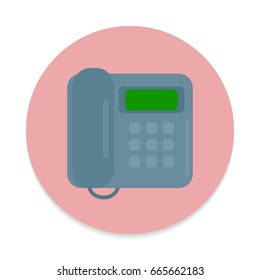 Office phone flat icon. Round colorful button, telephone circular vector sign. Flat style design