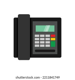 Office phone flat icon. Flat vector related icon with long shadow for web and mobile applications. It can be used as - logo, pictogram, icon, infographic element. Vector Illustration.