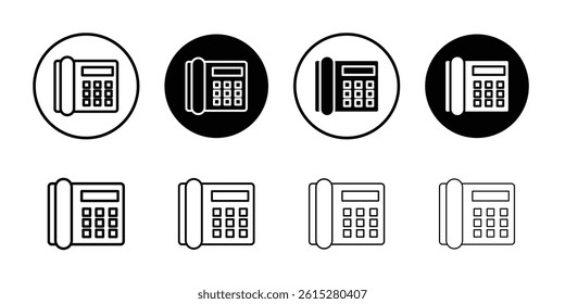Office Phone icon Flat simple outline set