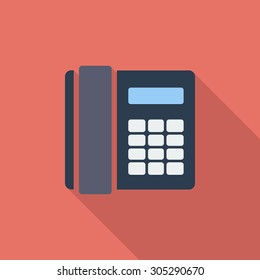 Office phone icon. Flat vector related icon with long shadow for web and mobile applications. It can be used as - logo, pictogram, icon, infographic element. Vector Illustration.