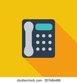 Office phone icon. Flat vector related icon with long shadow for web and mobile applications. It can be used as - logo, pictogram, icon, infographic element. Vector Illustration.