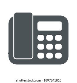 Office Phone Icon Over White Background, Silhouette Style, Vector Illustration