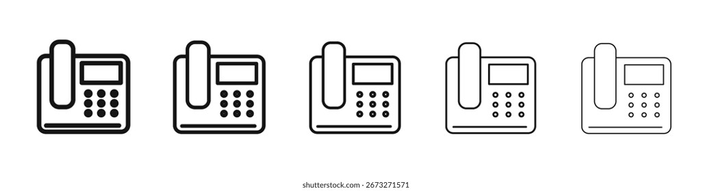 Ícone do telefone comercial vetor estrutura de tópicos conjunto sinal de ilustração