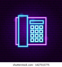 Office Phone Neon Label. Vector Illustration of Electronics Promotion.