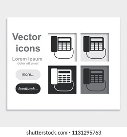 Office phone placed on web page template flat vector icon.
