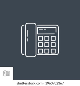 Office Phone Related Vector Line Icon. Isolated on Black Background. Editable Stroke.