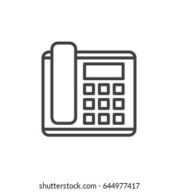Office phone, telephone line icon, outline vector sign, linear style pictogram isolated on white. Symbol, logo illustration. Editable stroke. Pixel perfect