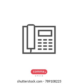 Office phone vector icon, customer service symbol.