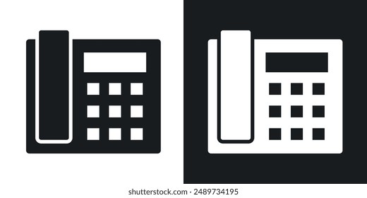 Icono de Vector de teléfono de oficina en color blanco y negro sólido