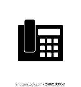 Office phone vector icon. Telephone with buttons simpel flat black illustration on white background..eps