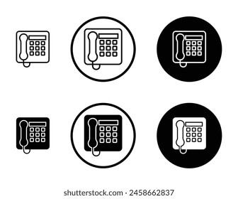 Juego de Ilustración vectorial de teléfono de oficina. Icono de teléfono fijo retro antiguo. Icono clásico del Vector del teléfono de casa conveniente para los diseños de la IU de los App y de los Sitios web.