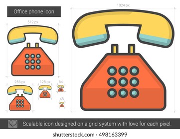 Office phone vector line icon isolated on white background. Office phone line icon for infographic, website or app. Scalable icon designed on a grid system.