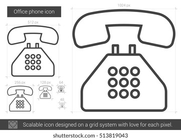Office phone vector line icon isolated on white background. Office phone line icon for infographic, website or app. Scalable icon designed on a grid system.