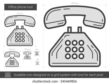 Office phone vector line icon isolated on white background. Office phone line icon for infographic, website or app. Scalable icon designed on a grid system.