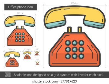 Office phone vector line icon isolated on white background. Office phone line icon for infographic, website or app. Scalable icon designed on a grid system.