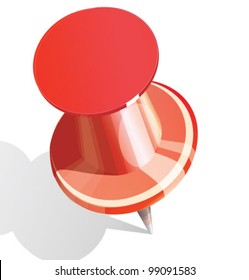 Office pin with highlights and reflection.High quality glossy vector icon isolated on white background
