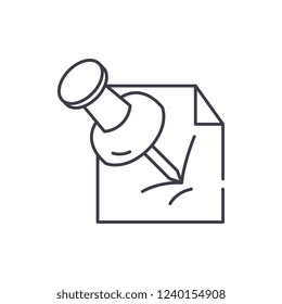 Office pin line icon concept. Office pin vector linear illustration, symbol, sign