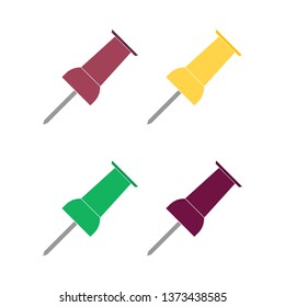 office pin set icon - office pin isolated , stationary needle illustration - Vector pin