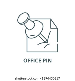 Office pin vector line icon, linear concept, outline sign, symbol