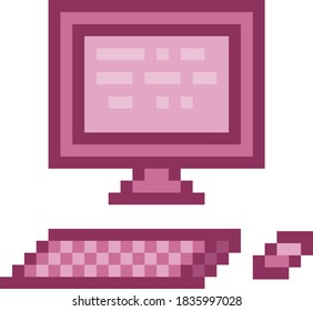 icono de equipo rosa de píxel de oficina
