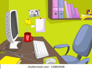 Office Place. Cartoon Background. Vector Illustration EPS 10.
