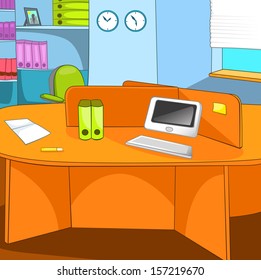 Office Place. Cartoon Background. Vector Illustration EPS 10.